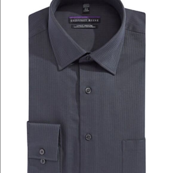 Geoffrey Beene Dobby Dress Shirt-charcoal-15.5-34/35 - Picture 1 of 3